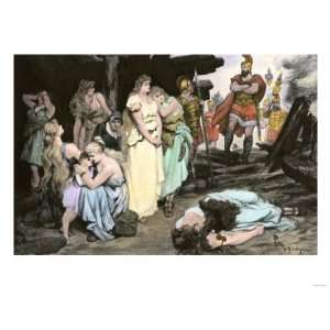Germanic Women Captured by Julius Caesars Roman Army Premium Poster 