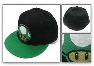  NINTENDO 3D 1up Mushroom Embroidery Mens Black/green Cap 