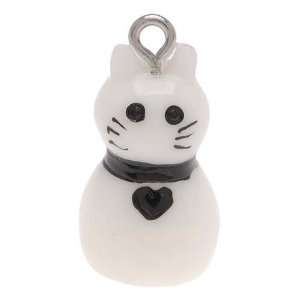 Roly Polys 3 D Hand Painted Resin Cute White Cat with Black Collar 