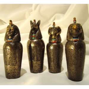 Bronze Egyptian Canopic Jars Jar Set of 4 Gifts 