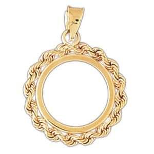  14kt Yellow Gold Coin Bezel Pendant   15.6mm Jewelry
