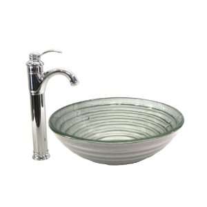 16 1/2 Uneven Silver Pattern Bathroom Glass Vessel Sink Combo with 14 