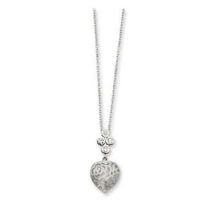  Sterling Silver CZ Heart Necklace Jewelry