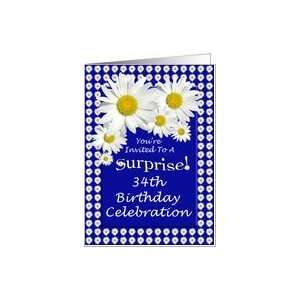  Surprise 34th Birthday Party Invitations Cheerful White 