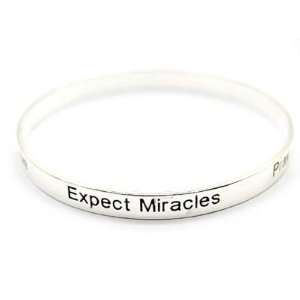 Silver Expect Miracles Christian Bangle Bracelet Office 