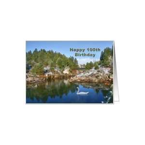  100th, Birthday, Mountain Lake, Swan, Reflections Card 