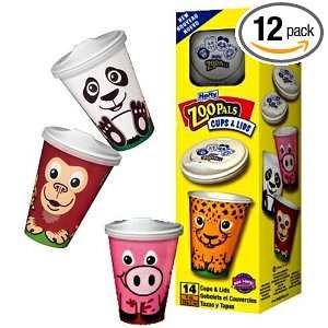  Hefty Zoo Pals 8 Ounce Cups With Lids, 14 Count Boxes 