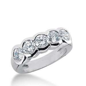 18K Gold Diamond Anniversary Wedding Ring 5 Round Brilliant Diamonds 1 