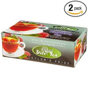 Dils Royal Tea, Raspberry Tea, 100 Count Foil Envelopes (Pack of 2 