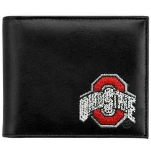   Buckeyes Black Leather Embroidered Billfold Wallet