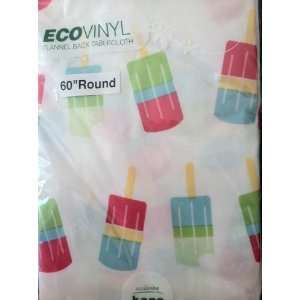  Ecovinyl Flannel Back ~POPSICLES~ Tablecloth 60 In. Round 