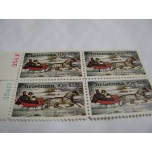    Christmas Currier and Ives plate block #1551 