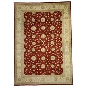  119 x 1610 Rust Red Hand Knotted Wool Ziegler Rug 