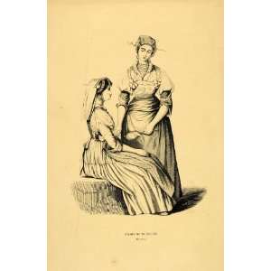  1844 Engraving Costume Italian Women Frosolone Italy 