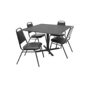  42x42 Table and 4 Restaurant Stackers Set   TBS42GYSC29BK 