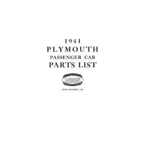 1941 PLYMOUTH Parts Book List Guide Catalog Manual