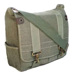  Military Style Canvas Messenger Bag Laptop Bookbag Olive 