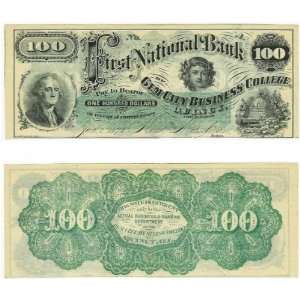  ILLINOIS Quincy 1873 100 Dollars First National Bank of 
