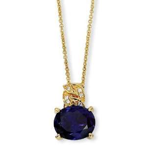  Sterling Silver Gold Plated CZ & Sapphire Pendant Arts 