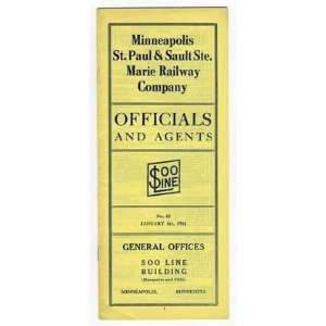 SOO Lines Railroad Officials & Agents 1932 Minneapolis St Paul & Sault 