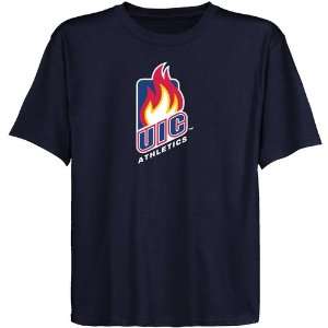  UIC Flames Youth Navy Blue Team Logo T shirt Sports 