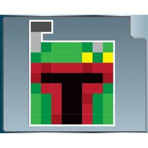 Minecraft Styled Boba Fett Helmet vinyl decal sticker from Star Wars 4 