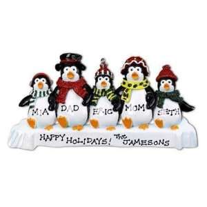  Personalized Ornament Penguin Family w/ 5 Names 