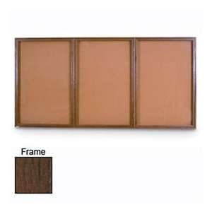  72 X 36 3 Door Non Illuminated Corkboard With Walnut 