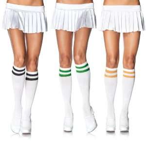   By Leg Avenue Athletic Adult Knee Highs / White/Green 