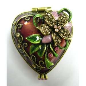  1¾×1½ Antique Bronze Hinged Heart Box   Colorado 