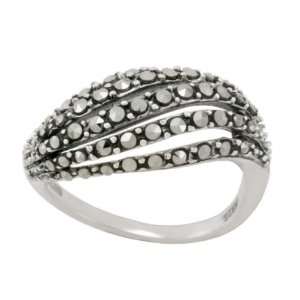    Sterling Silver Marcasite Open Work Wave Band Ring, Size 5 Jewelry