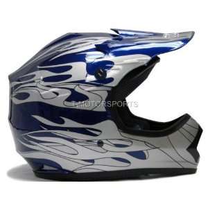 Youth Blue Flame Motocross MX ATV Dirt Bike Off road Helmet DOT (Small 
