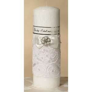  Off white Sequin Lace Palm Wax Pillar Candle.