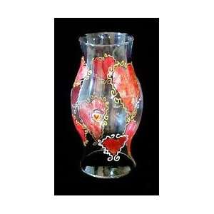  Hearts of Fire Design   Hand Painted   8 inch Hurricane 