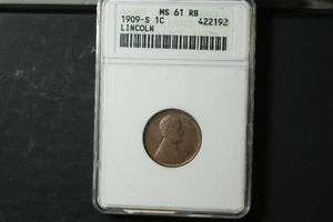 1909 S ANACS MS 61 Lincoln Penny Rare Key Date #2129  