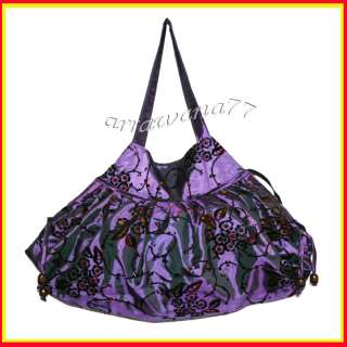Thai Silk Shoulder Hand Bag Hippie Boho Tote Purple 320  