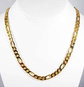 18 INCH 14K GOLD FINISH FIGARO LINK CHAIN NECKLACE 6MM  