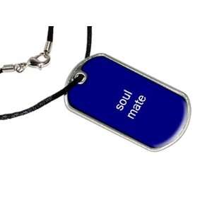 Soul Mate   Military Dog Tag Black Satin Cord Necklace 
