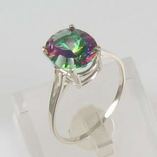 11X9 OVAL MYSTIC FIRE TOPAZ RING IN SILVER SIZE 8.25  