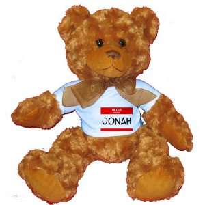  HELLO my name is JONAH Plush Teddy Bear with BLUE T Shirt 