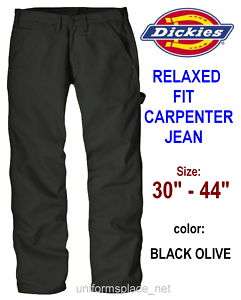 New Dickies Relaxed Fit Carpenter Work Jean Black Olive  