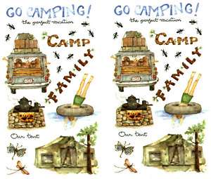 SUSAN Branch CAMPING Scrapbook Stickers 2 Sheets  