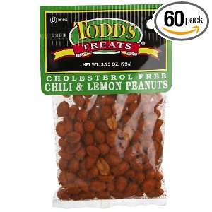 Todds Incorporated Cholesterol Free Chili & Lemon Peanuts, 3.25 Ounce 