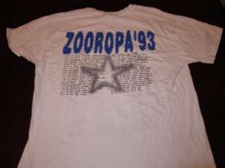 Vtg Hanes Mens U2 European Zooropa 1993 Tour Concert Hippie Mod T 