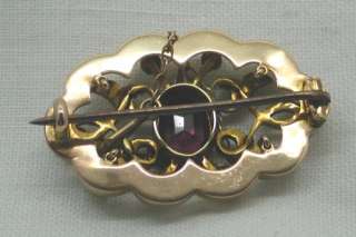 Lovely Antique 9ct Rose Gold Amethyst & Seed Pearl Brooch  