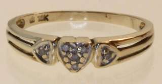 10k yellow gold .04cttw womens diamond heart ring 1.9g vintage ladies 