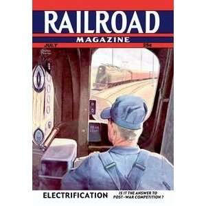 Railroad Magazine Electrification, 1944   12x18 Framed Print in Black 