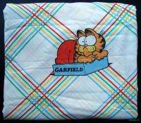 Vtg GARFIELD Cat in Bed Twin Flat Sheet Fabric Material  