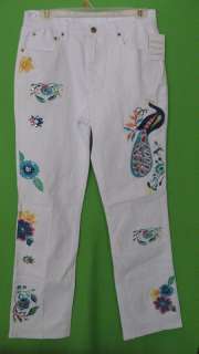 NEW WITH TAG ~ DIANE GILMAN DG2 ~ WHITE EMBELLISHED PEACOCK STRETCH 