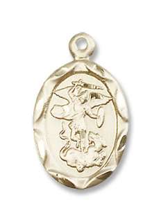Gold St. Michael Archangel Medal Saint Neckalce Patron  